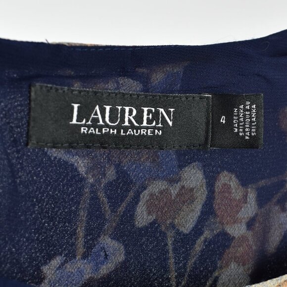 Lauren Ralph Lauren Floral Belted Crepe Midi Dress - 4 - Picture 8 of 8